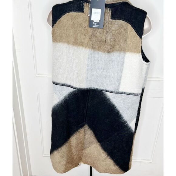 BLACK RIVET Women’s Wool Buffalo Plaid Button Front Sleeveless Vest/Coat Size S - Picture 6 of 6